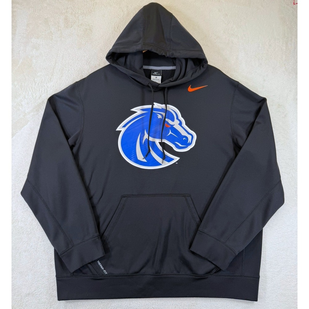 Nike Therma-FIT Boise State Broncos Hoodie XL Black Blue Orange NCAA Sweatshirt